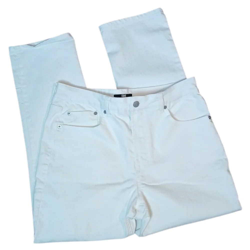 Frye Straight Leg Size 8/29‎ High Rise White Stretch Denim Jeans